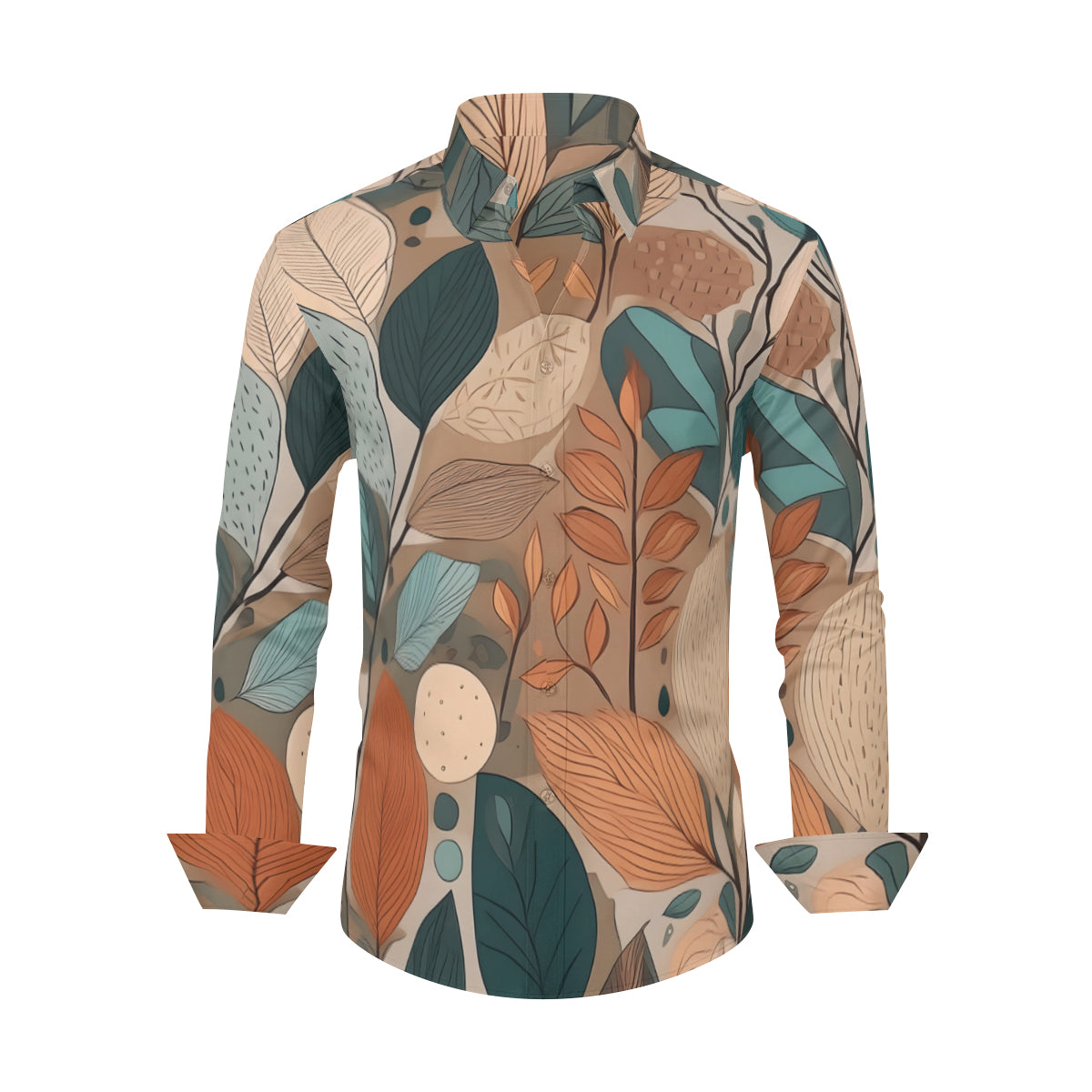 Floral Pattern Men's Classic Long-Sleeved Shirt