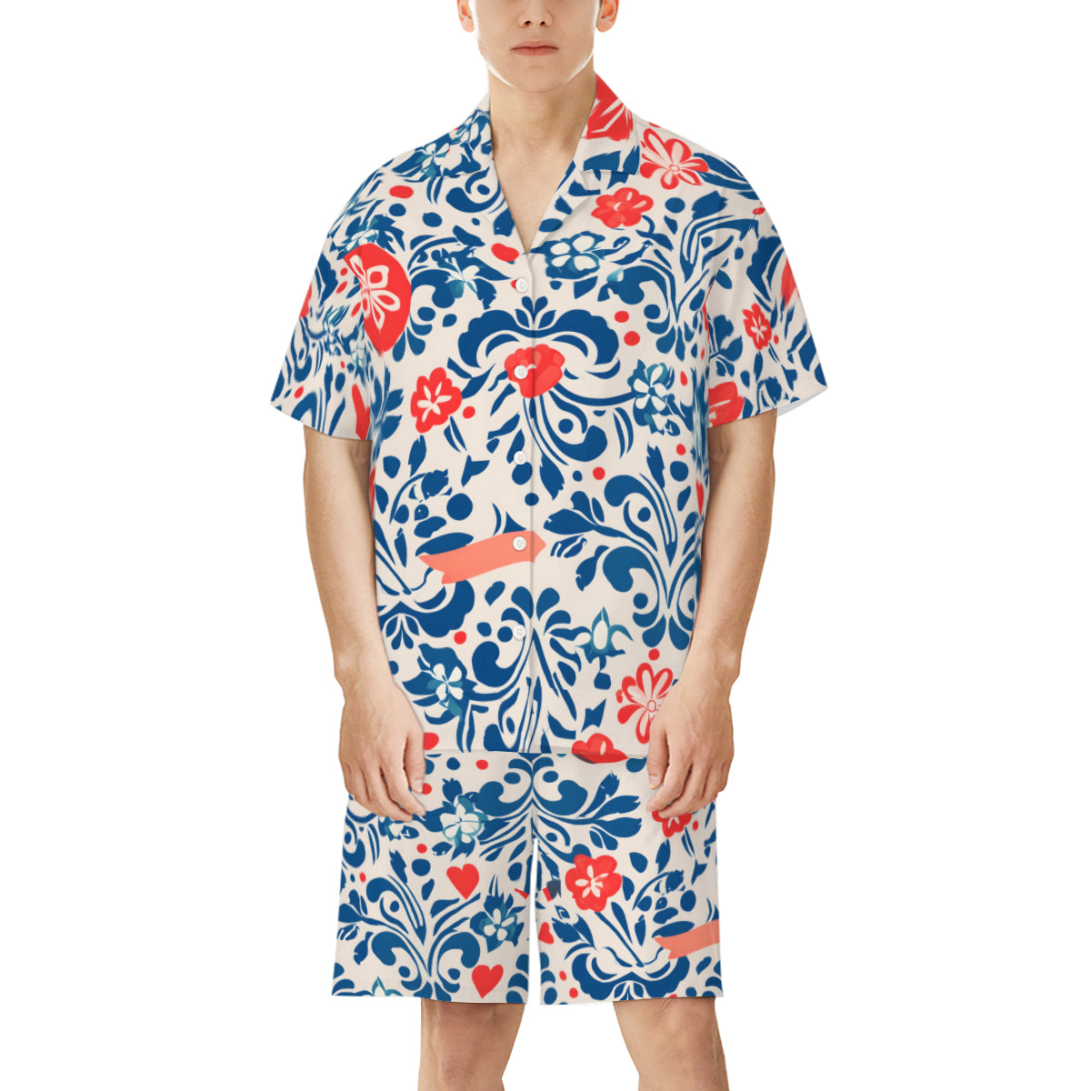 Abstract Pattern Man's Shirt And Short Set