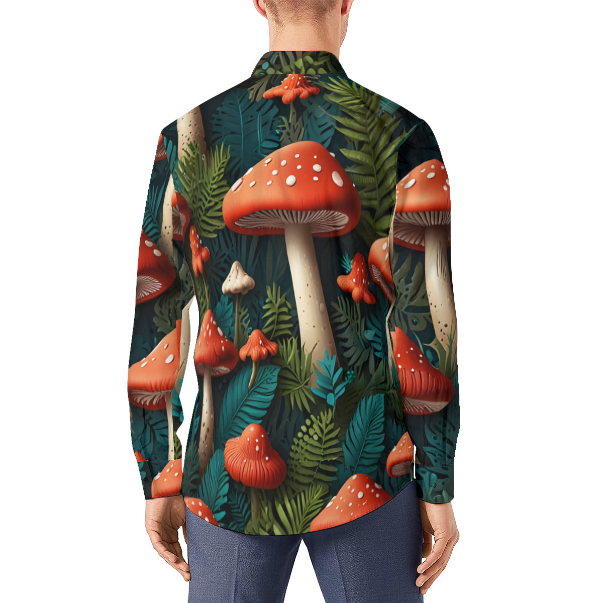 Tropical Mushroom Pattern Men's Classic Long-Sleeved Shirt