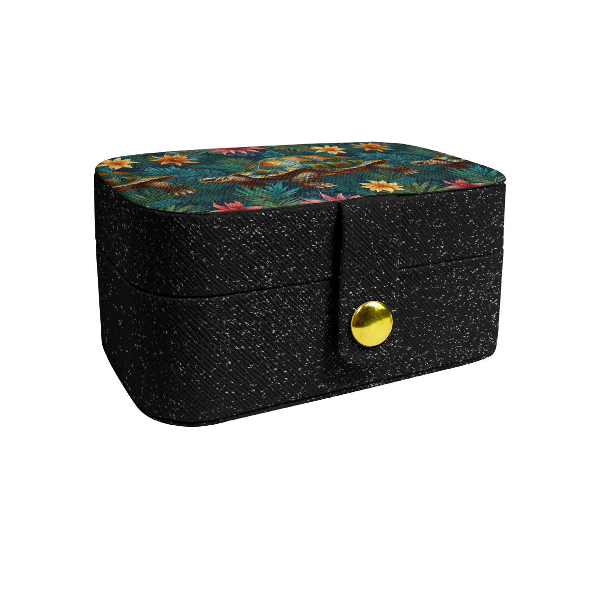 Tropical Tortoise Pattern Personalized Portable Jewelry Box