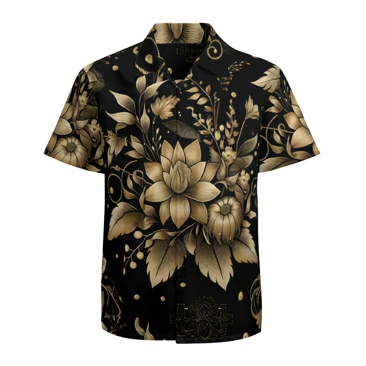 Gold Flowers Hawaiian Shirt