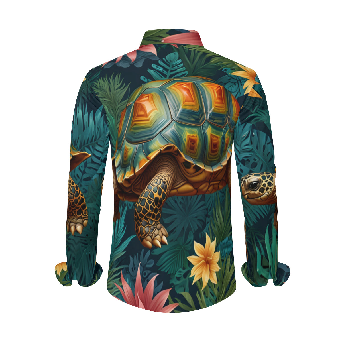 Tropical Tortoise Pattern Men's Classic Long-Sleeved Shirt