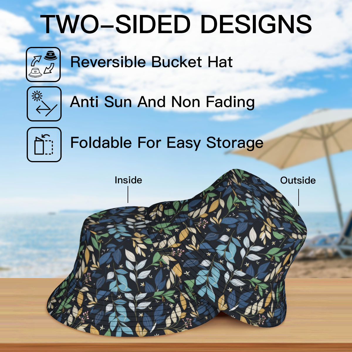 Elegant Leaves Fisherman Hat