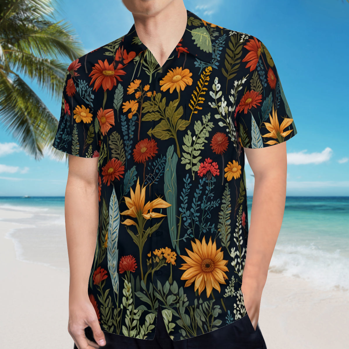 Botanical Plants Man's Casual Short-Sleeved Shirt