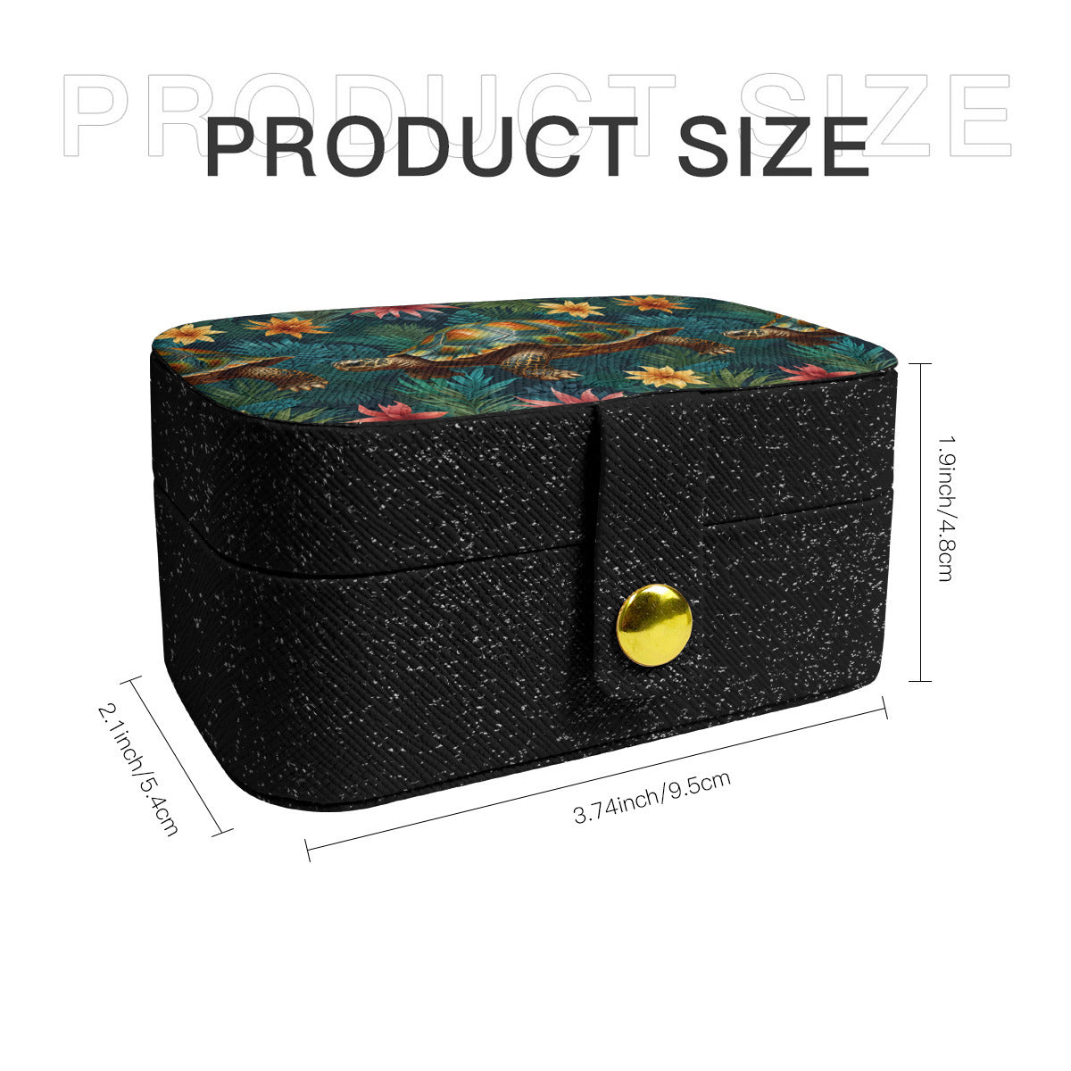 Tropical Tortoise Pattern Personalized Portable Jewelry Box