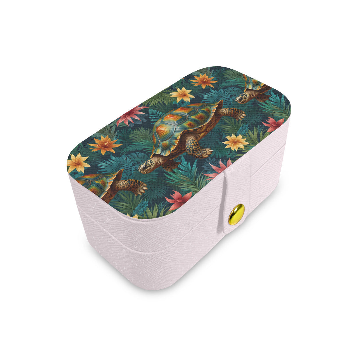 Tropical Tortoise Pattern Personalized Portable Jewelry Box