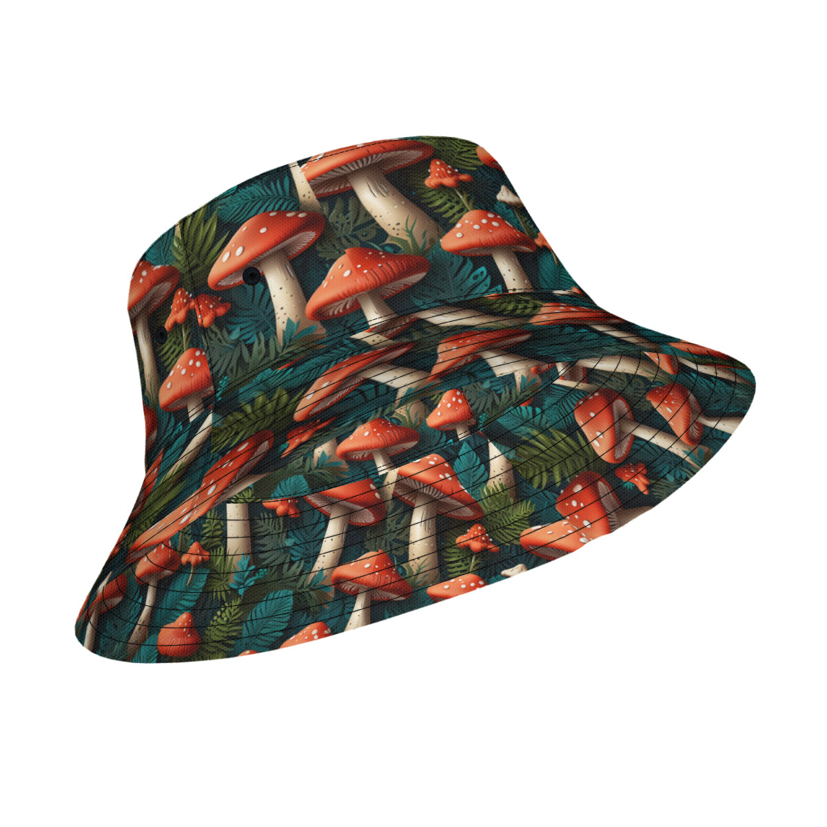 Tropical Mushroom Pattern Double-Sided Unisex Polyester Bucket Hat