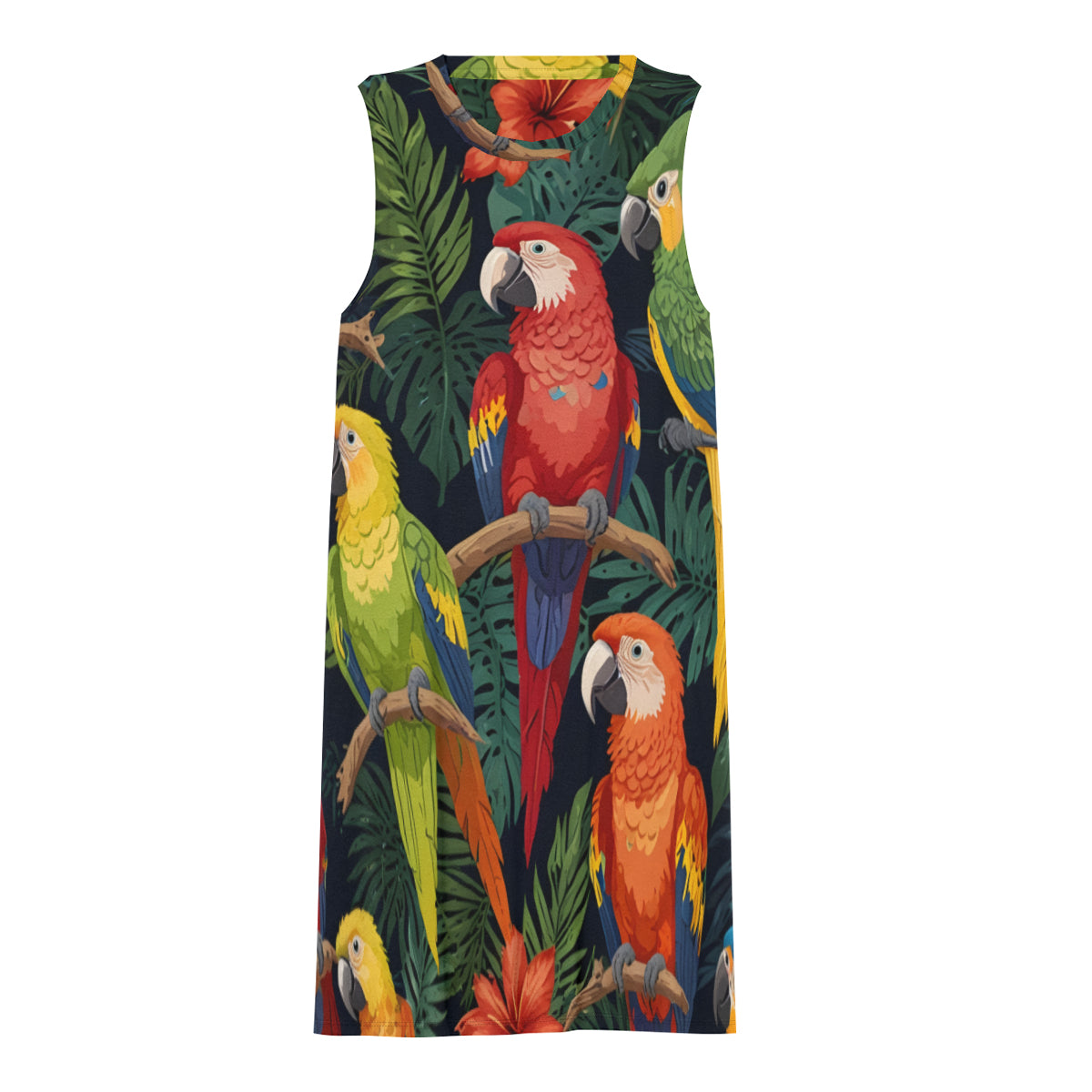 Tropical Parrots Pattern Women's Casual Dress