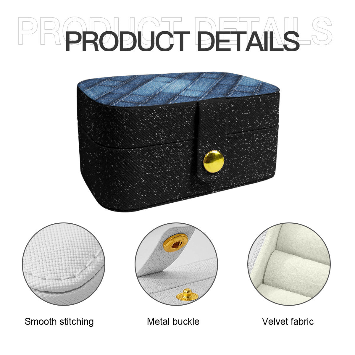Denim Design Personalized Portable Jewelry Box