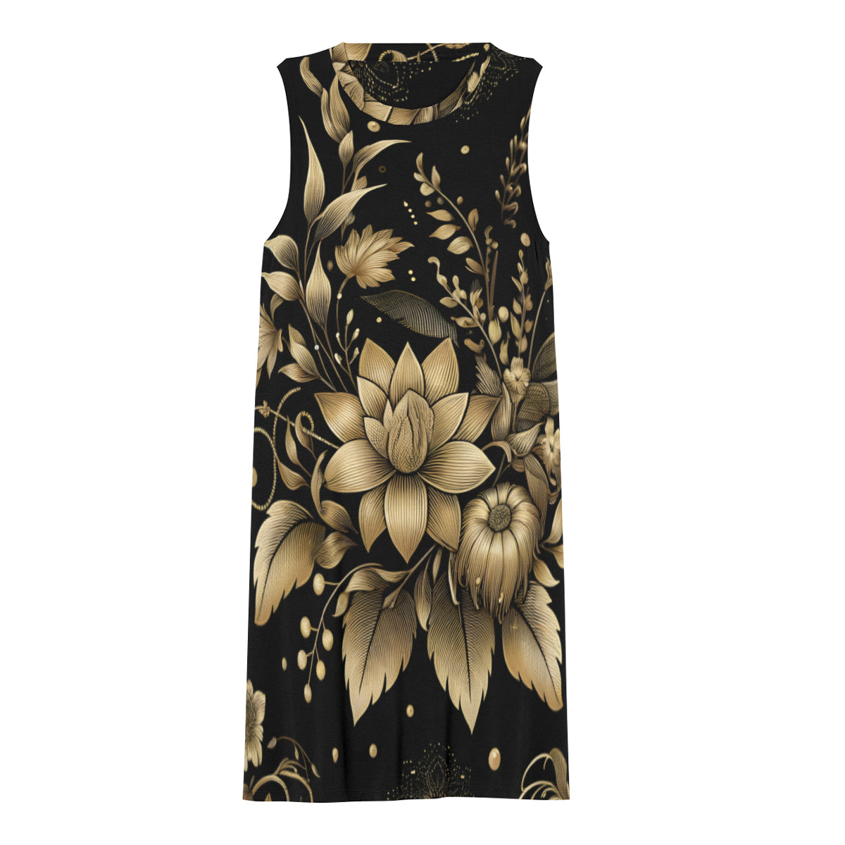 Gold Flowers Women's Casual Dress