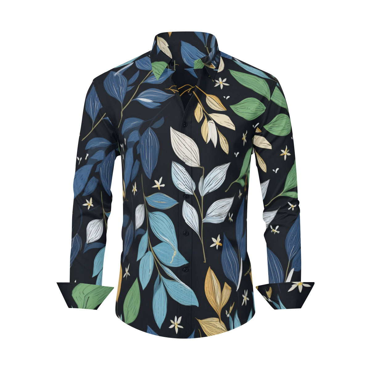 Elegant Leaves Men's Classic Long-Sleeved Shirt