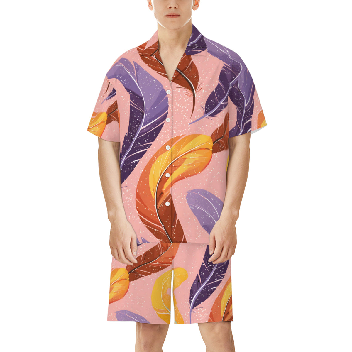 Abstract Feathers Man's Shirt And Short Set