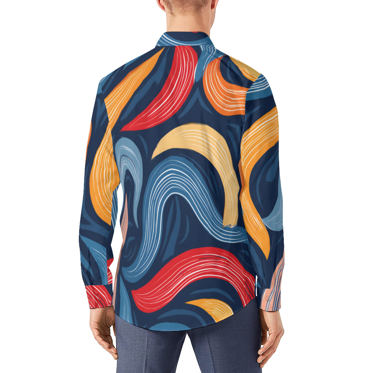 Abstract Pattern Swirl Men's Classic Long-Sleeved Shirt