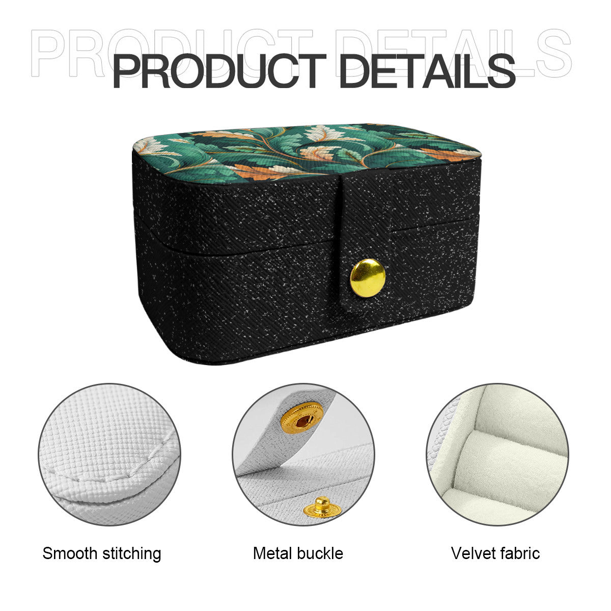 Green Leaves Personalized Portable Jewelry Box
