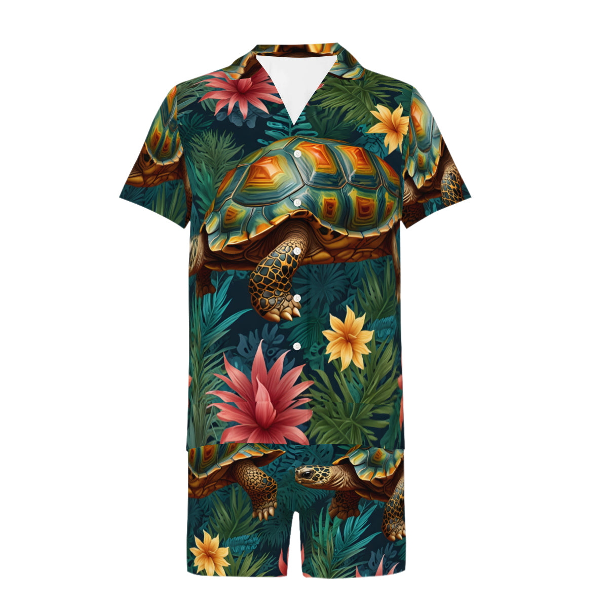 tropical Tortoise Pattern Man's Shirt And Short Set