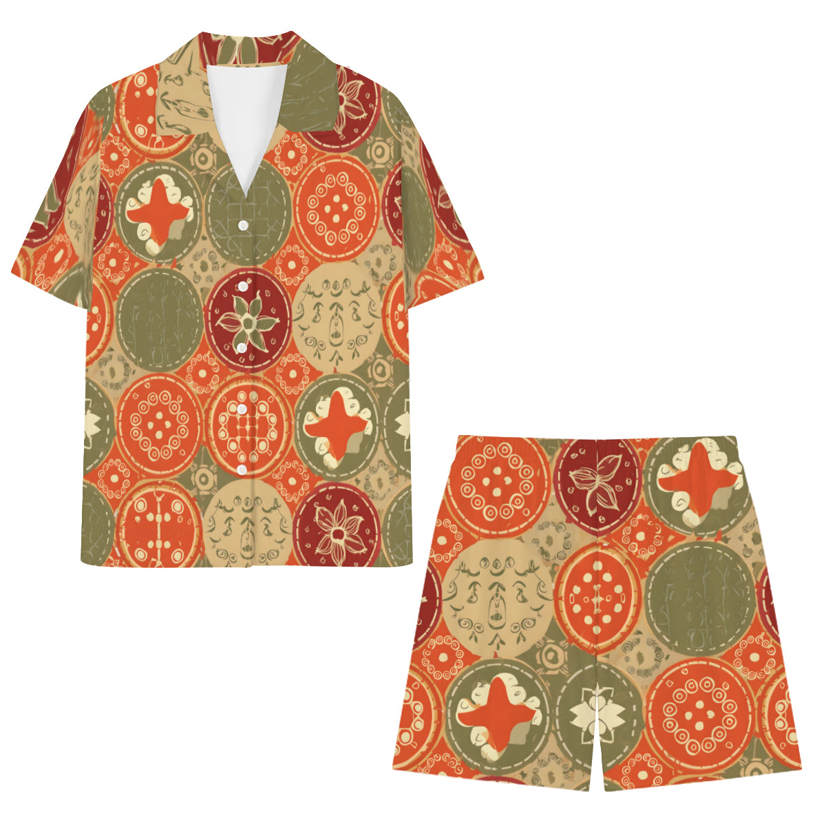 Abstract Pattern Man's Shirt And Short Set