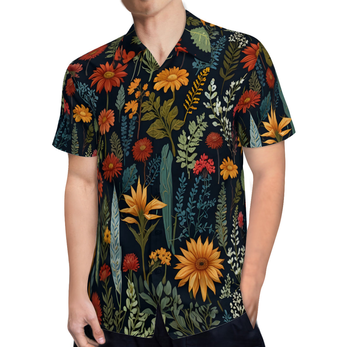 Botanical Plants Man's Casual Short-Sleeved Shirt