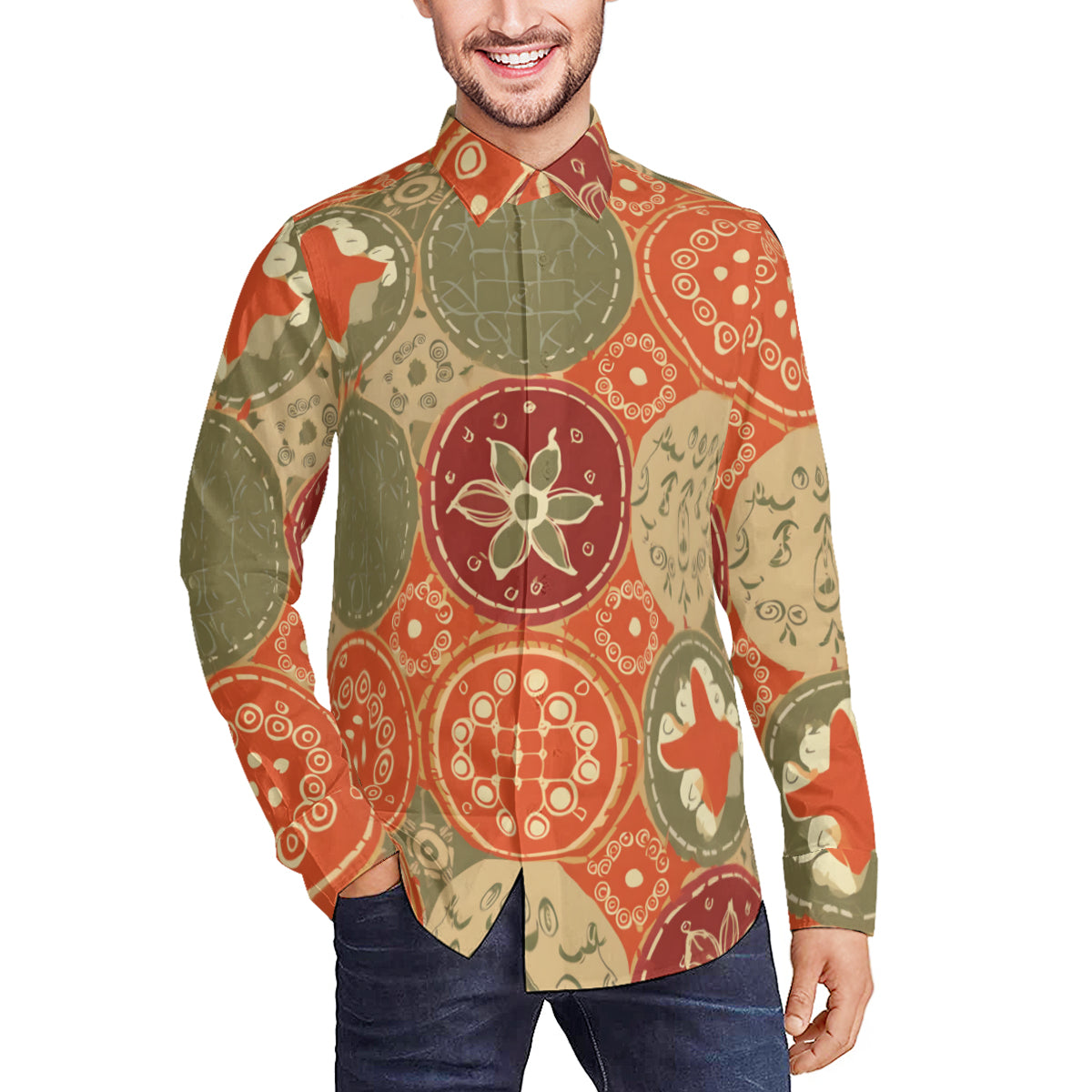 Abstract Pattern Men's Classic Long-Sleeved Shirt