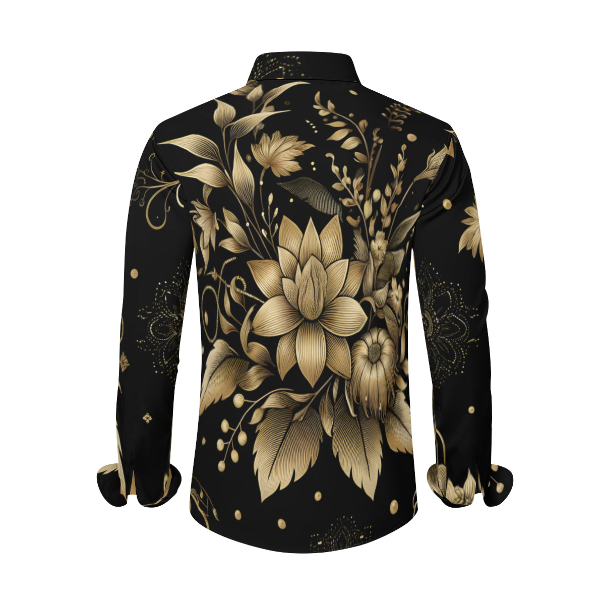 Gold Flowers Men's Classic Long-Sleeved Shirt