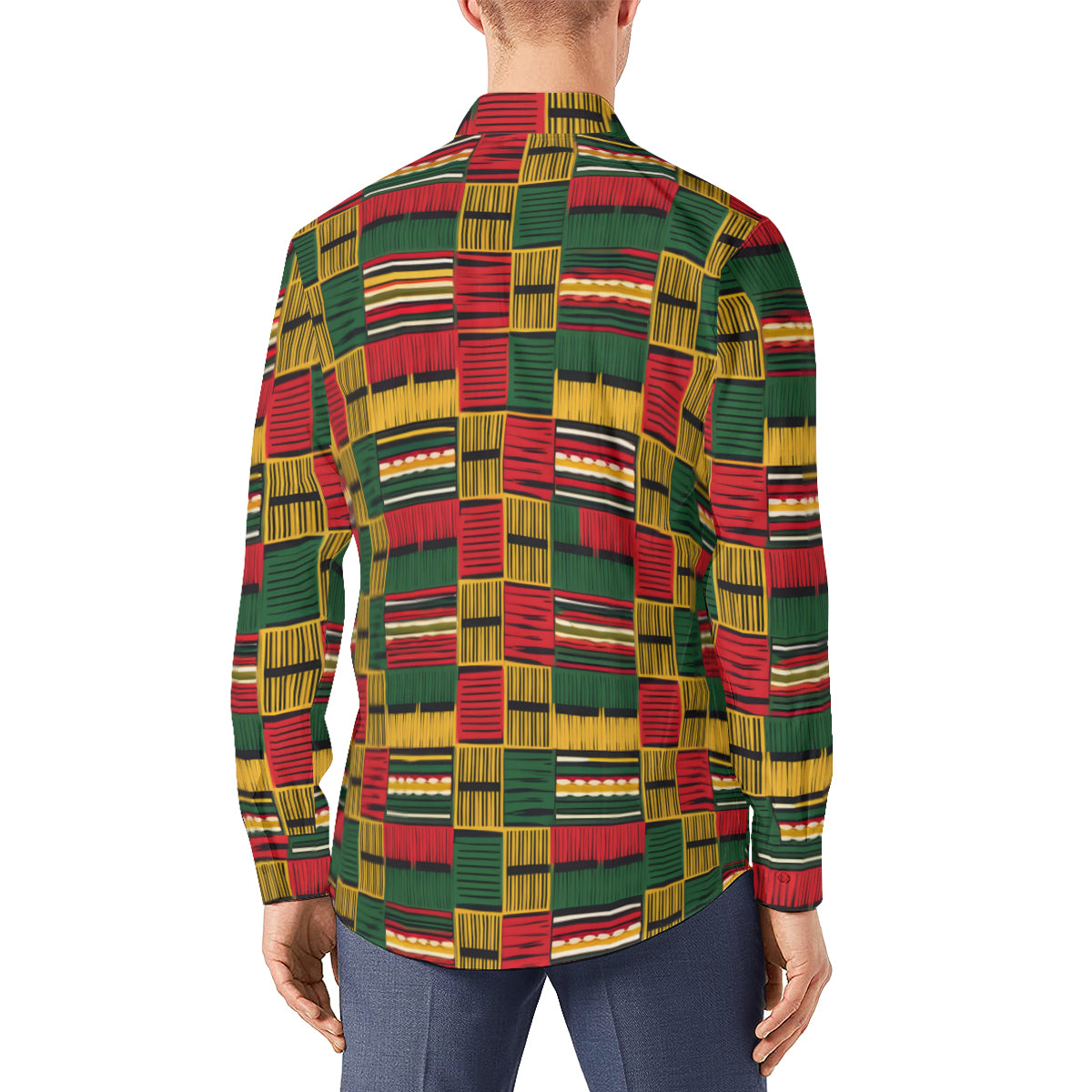 Kente Pattern Men's Classic Long-Sleeved Shirt