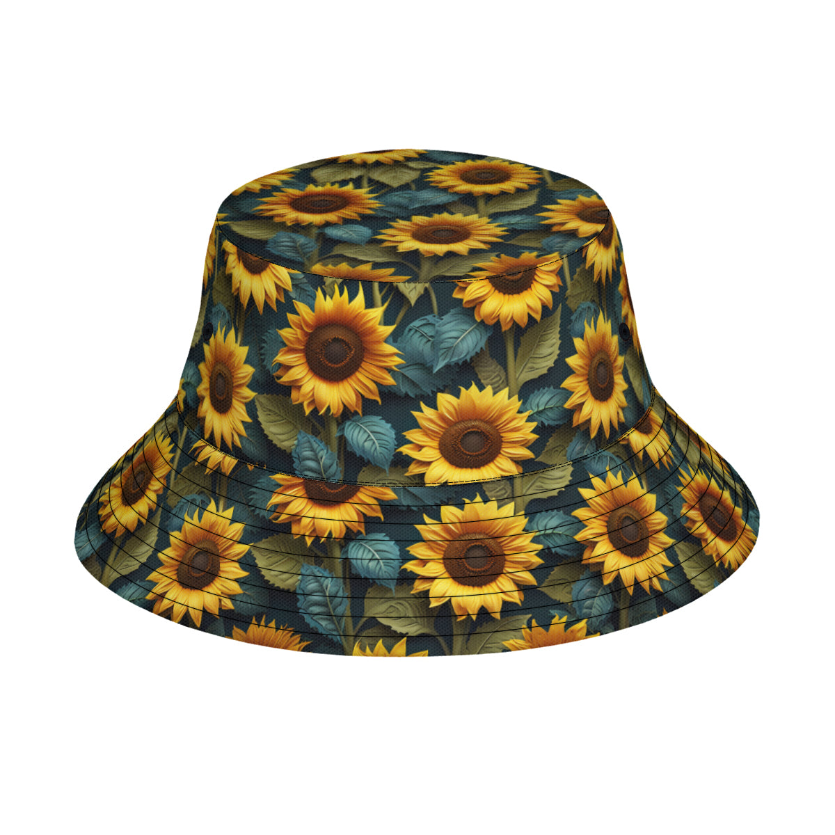 Sunflower Pattern Double-Sided Unisex Polyester Bucket Hat