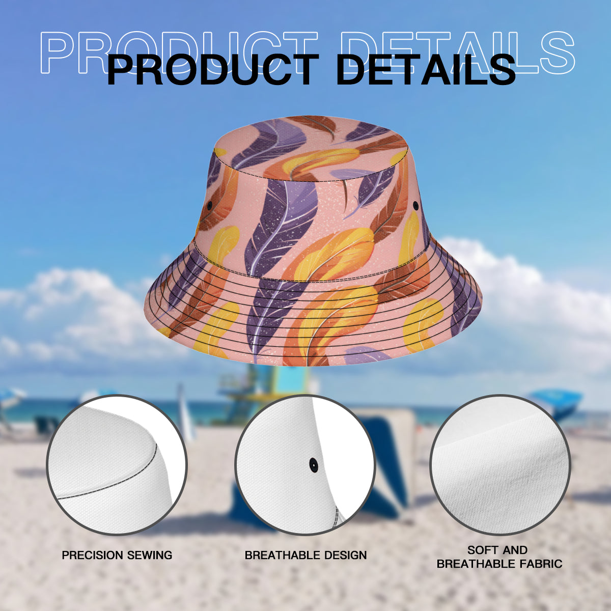 Abstract Feathers Fisherman Hat