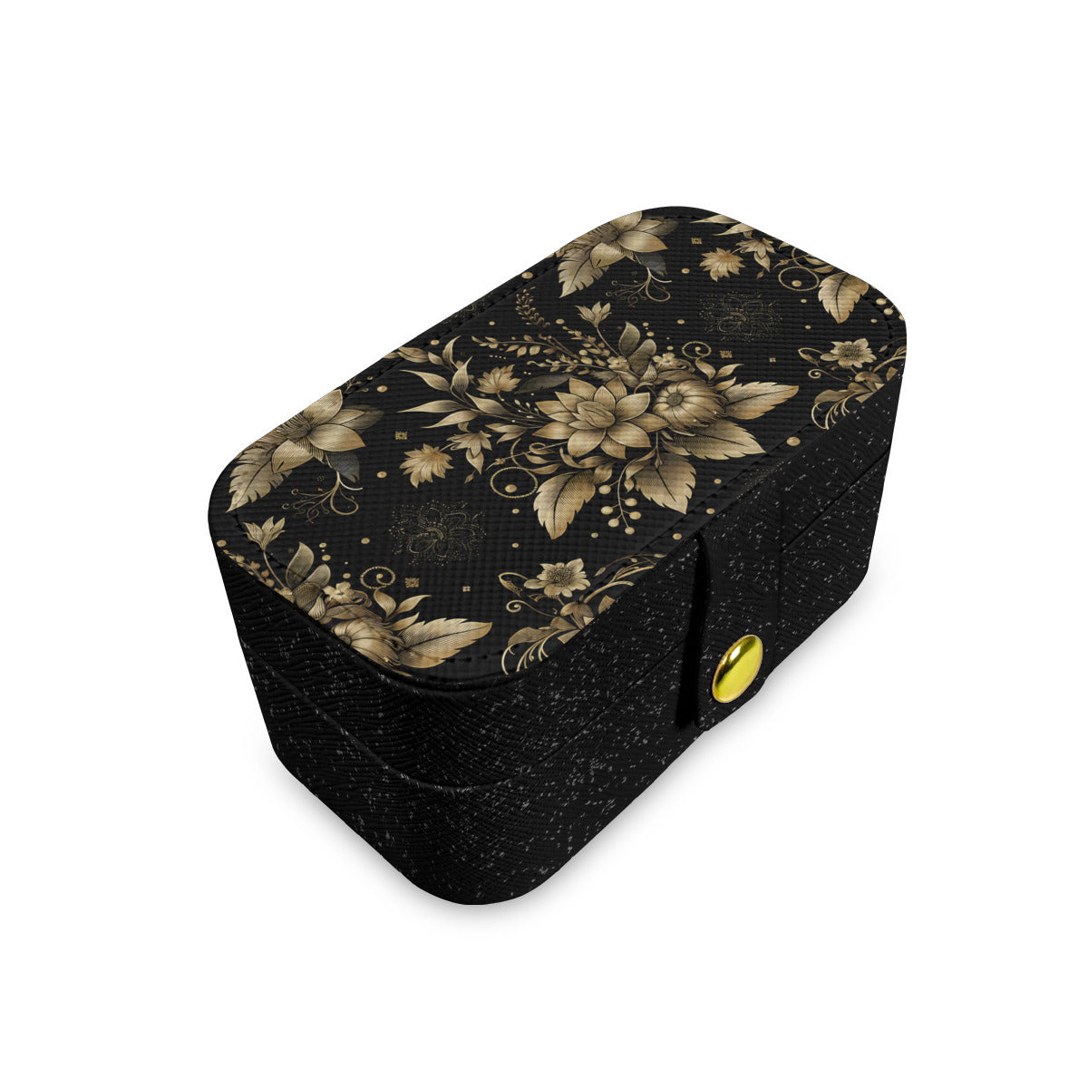 Gold Flowers Personalized Portable Jewelry Box