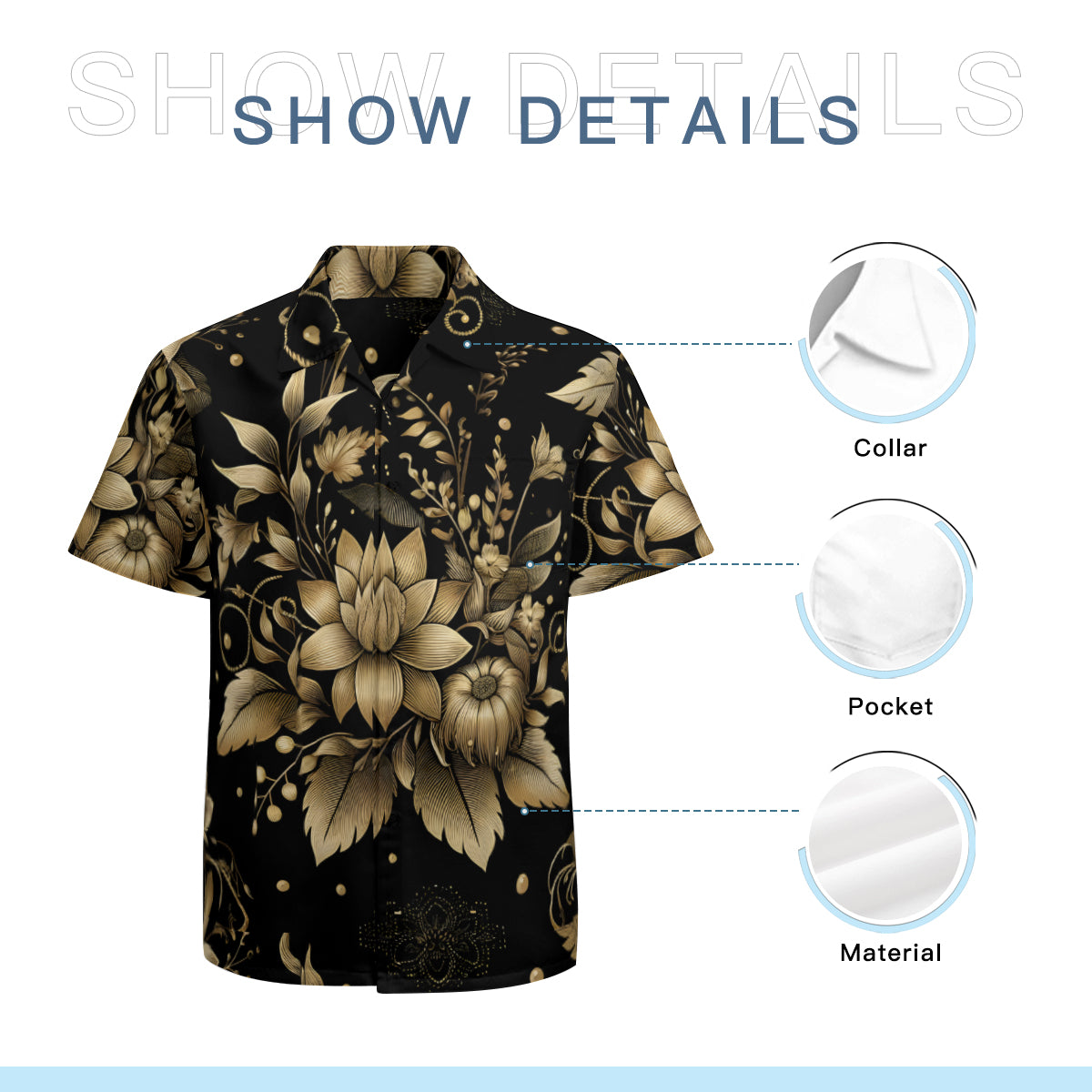 Gold Flowers Hawaiian Shirt
