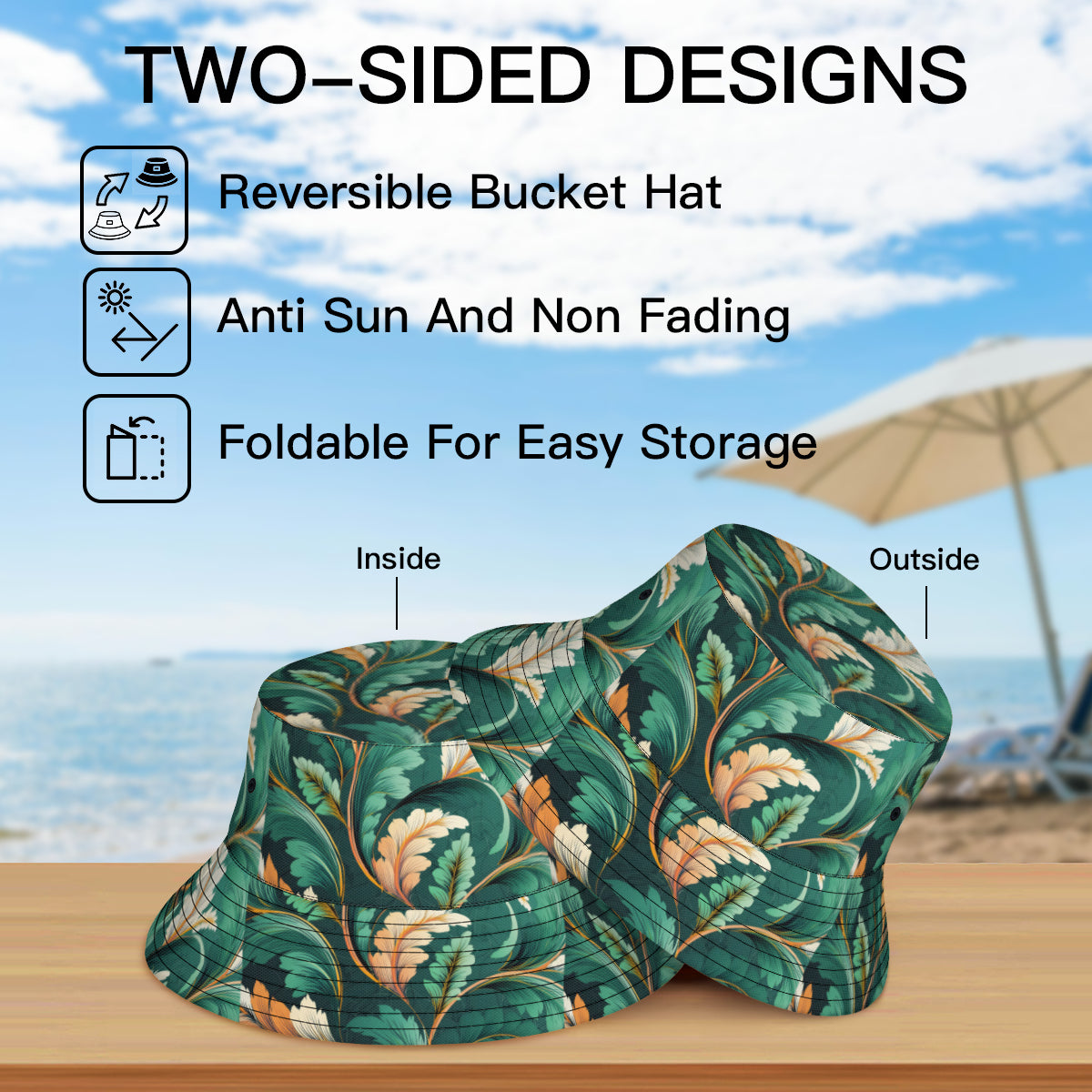 Green Leaves Fisherman Hat