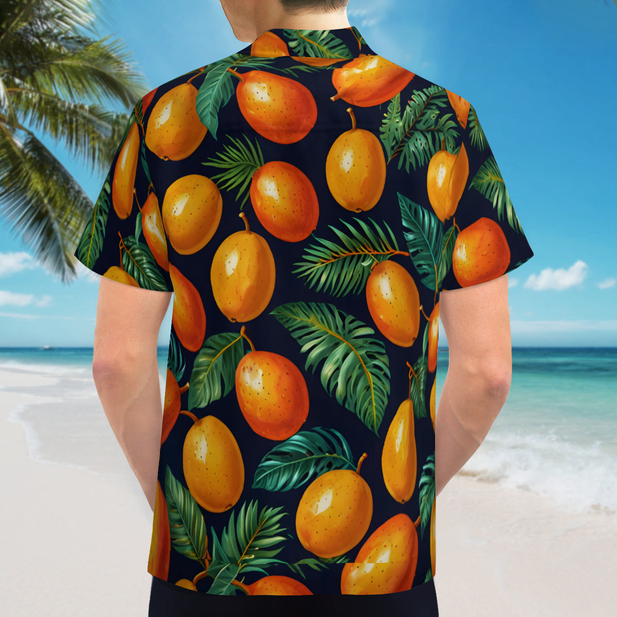 Tropical Mangoes Pattern Men's Casual Short-Sleeved Shirt