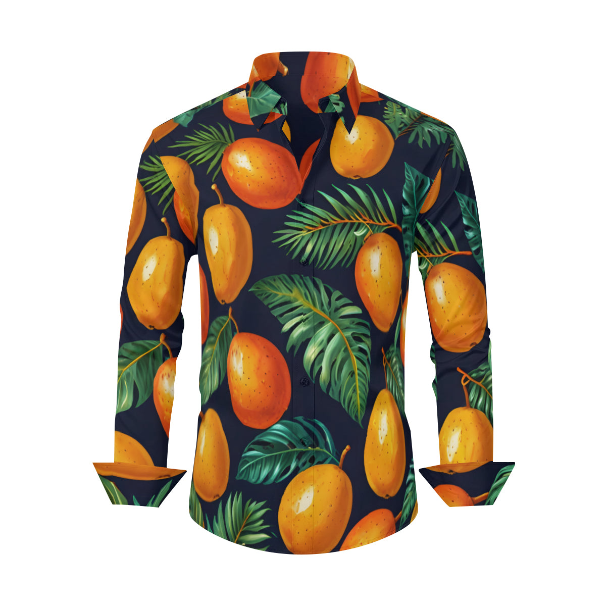 Tropical Mangoes Pattern Men's Classic Long-Sleeved Shirt