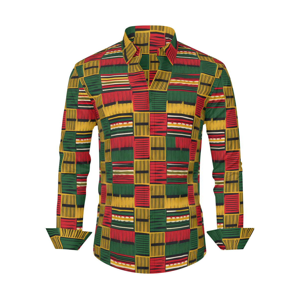 Kente Pattern Men's Classic Long-Sleeved Shirt