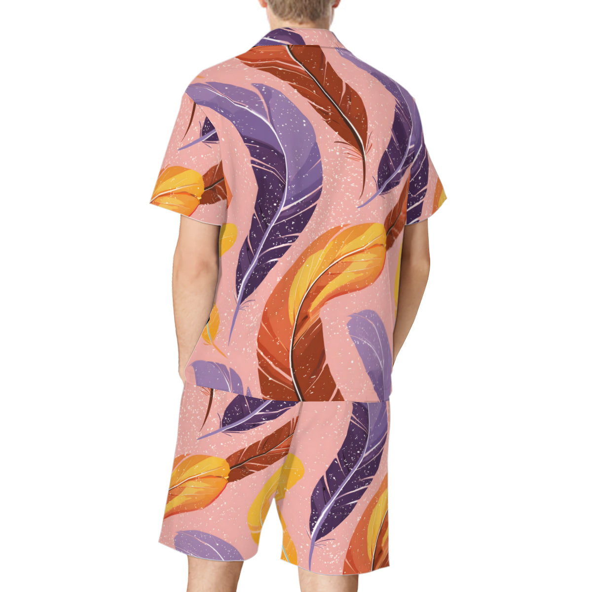 Abstract Feathers Man's Shirt And Short Set