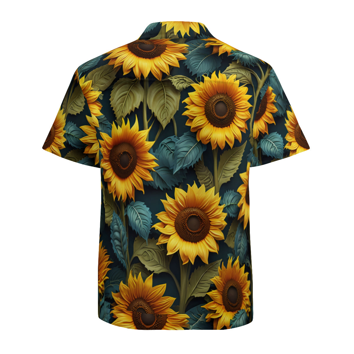 Sunflower Pattern Man's Casual Short-Sleeved Shirt