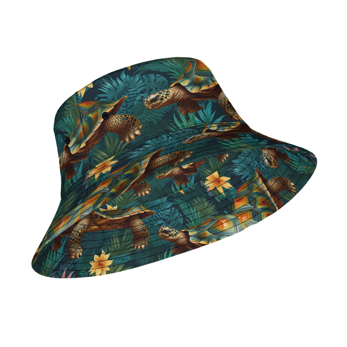 Tropical Tortoise Pattern Double-Sided Unisex Polyester Bucket Hat