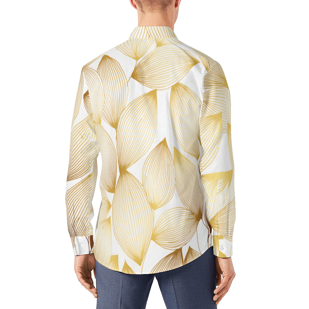 Abstract Pattern Gold Men's Classic Long-Sleeved Shirt