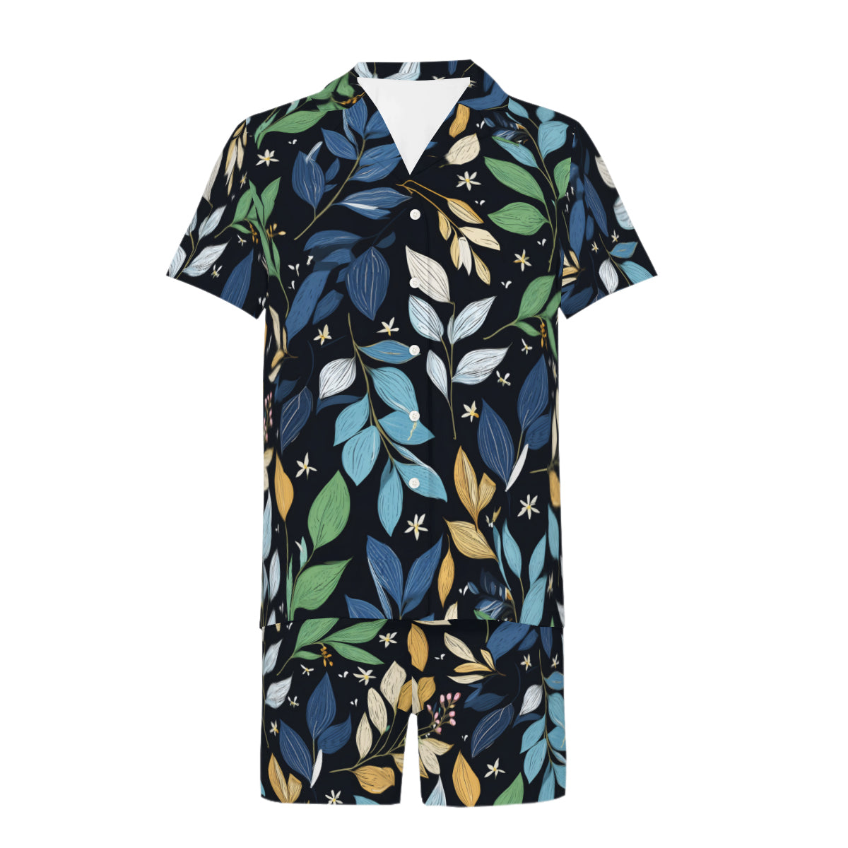 Elegant Leaves Man's Shirt And Short Set