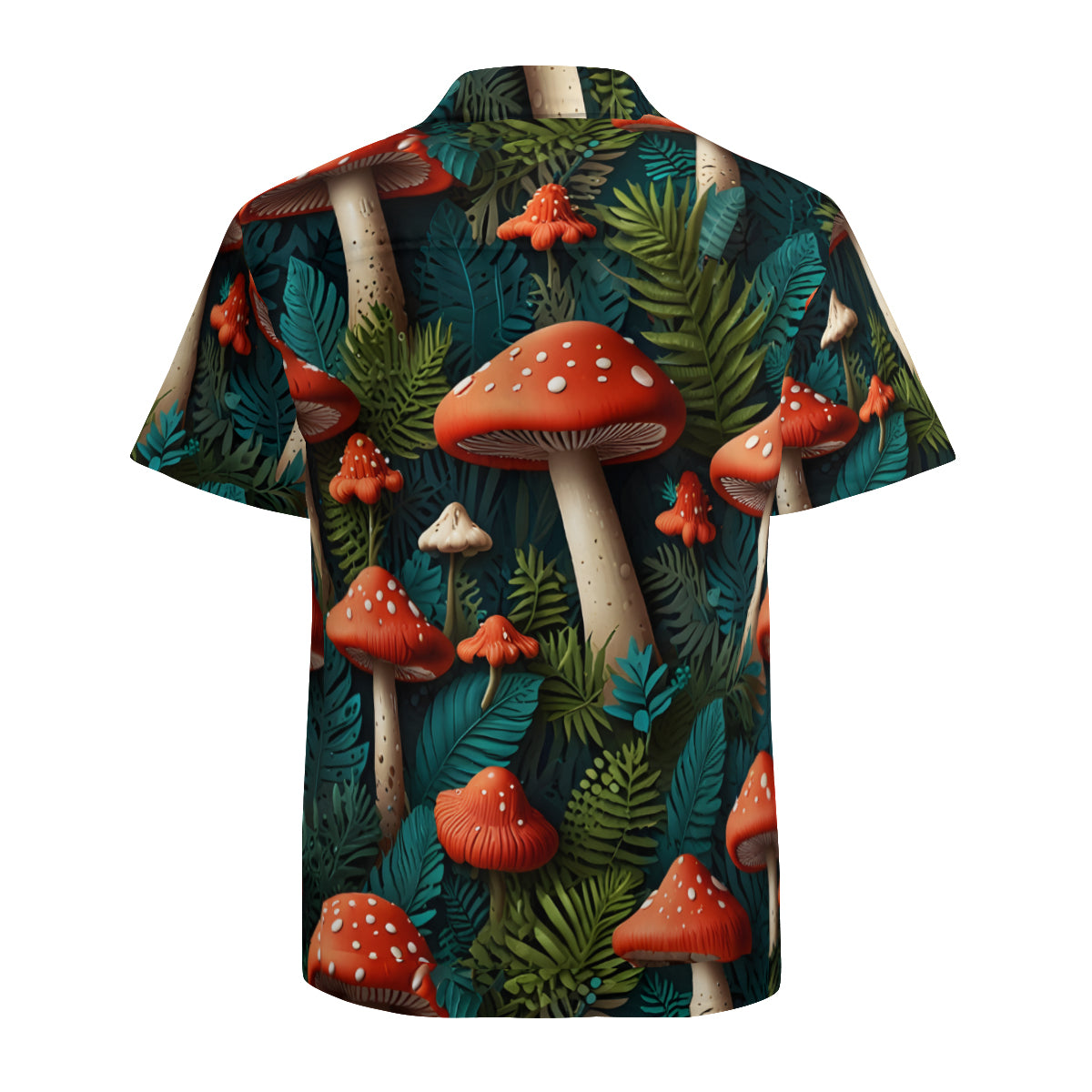 Tropical Mushroom Pattern Men's Casual Short-Sleeved Shirt