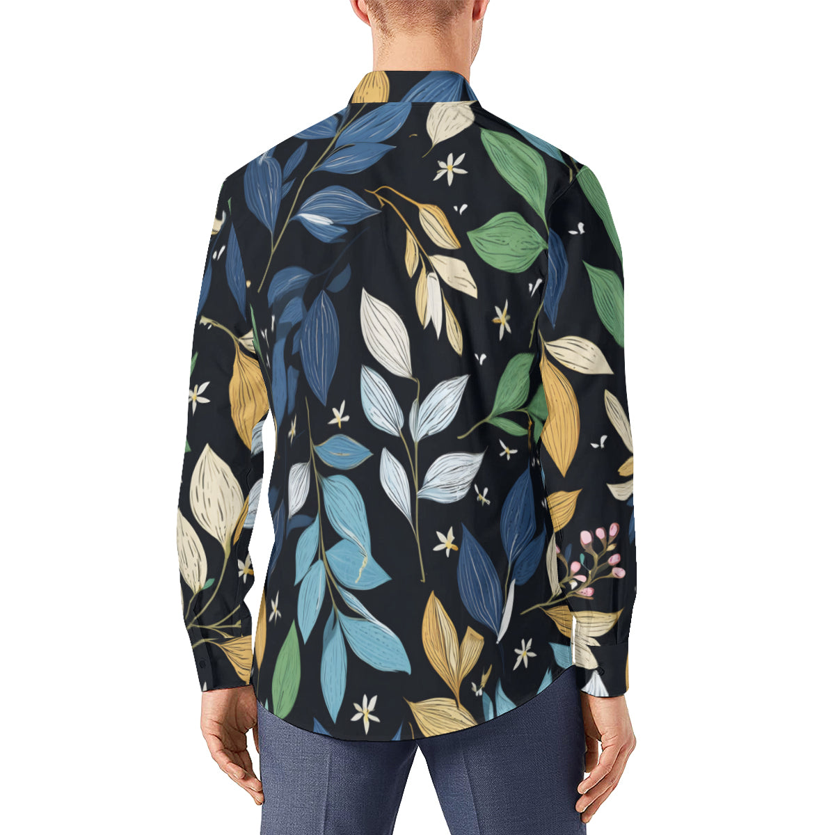 Elegant Leaves Men's Classic Long-Sleeved Shirt