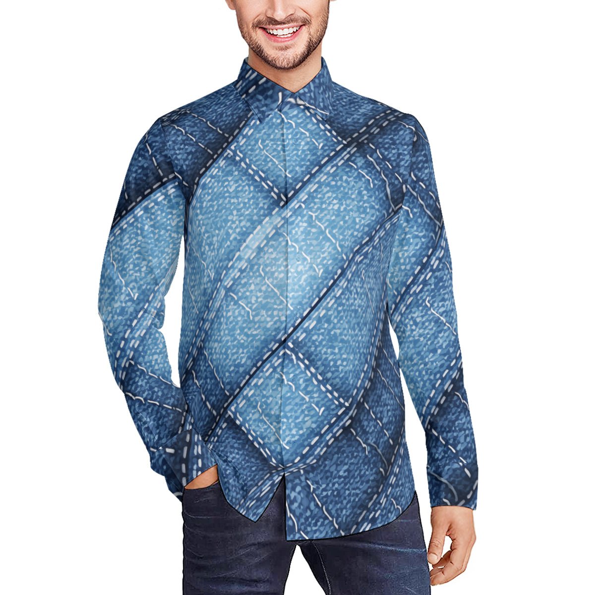 Denim Design Men's Classic Long-Sleeved Shirt