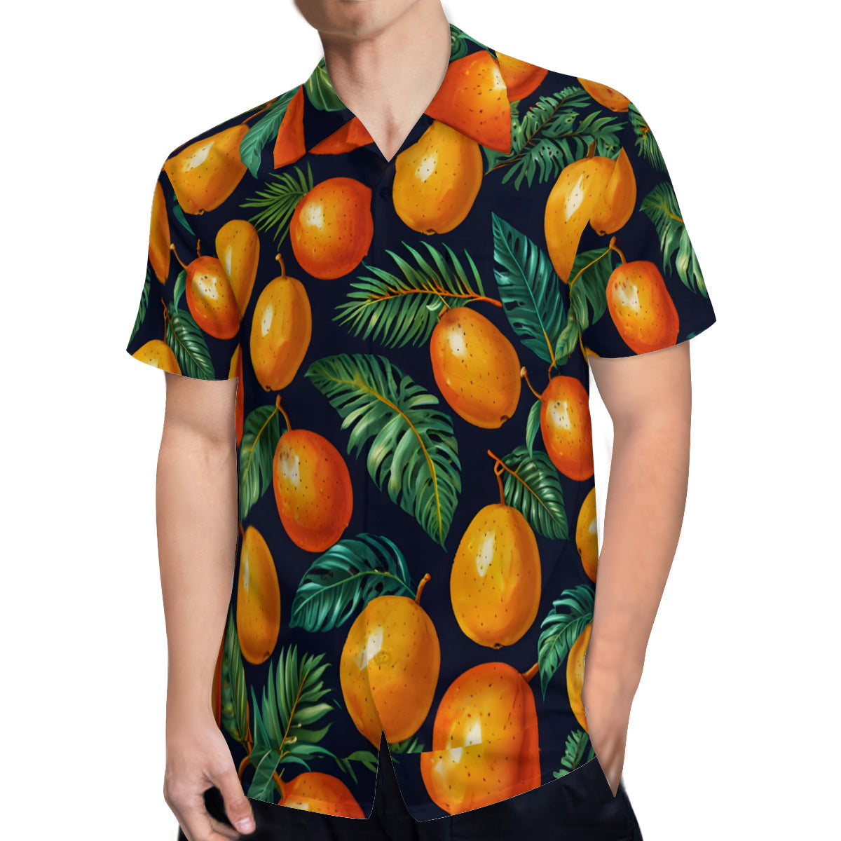 Tropical Mangoes Pattern Men's Casual Short-Sleeved Shirt