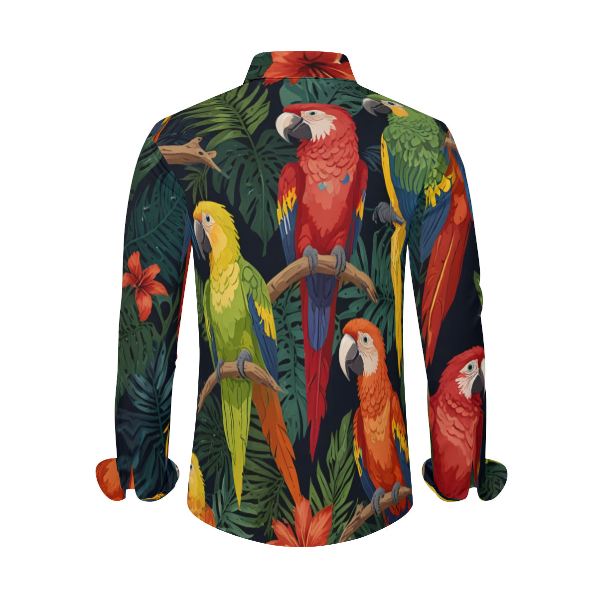 Tropical Parrots Pattern Men's Classic Long-Sleeved Shirt