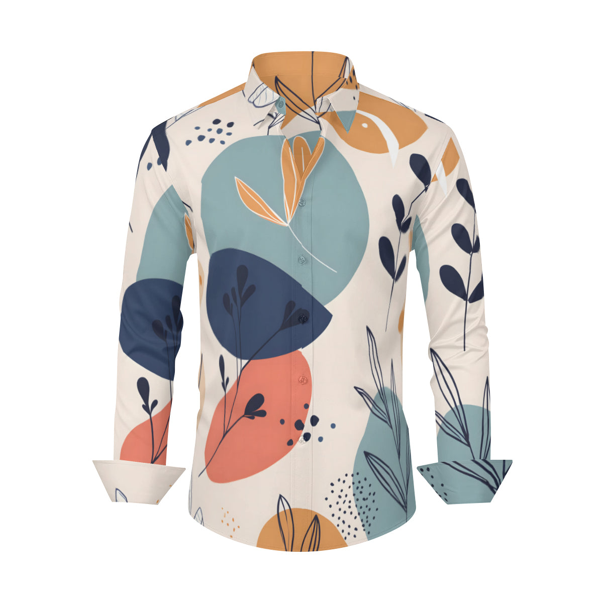 Abstract Floral Men's Classic Long-Sleeved Shirt