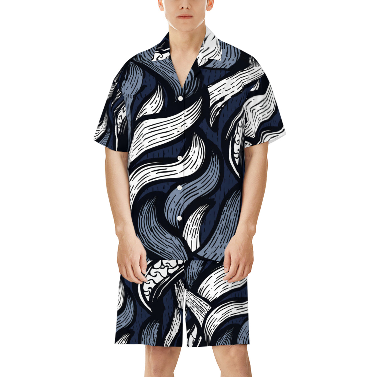 Abstract Men's Shirt And Short Set