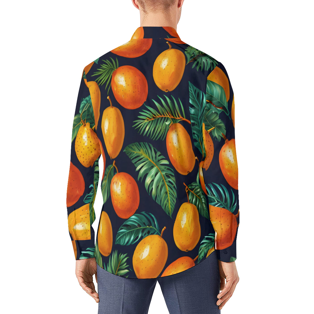 Tropical Mangoes Pattern Men's Classic Long-Sleeved Shirt