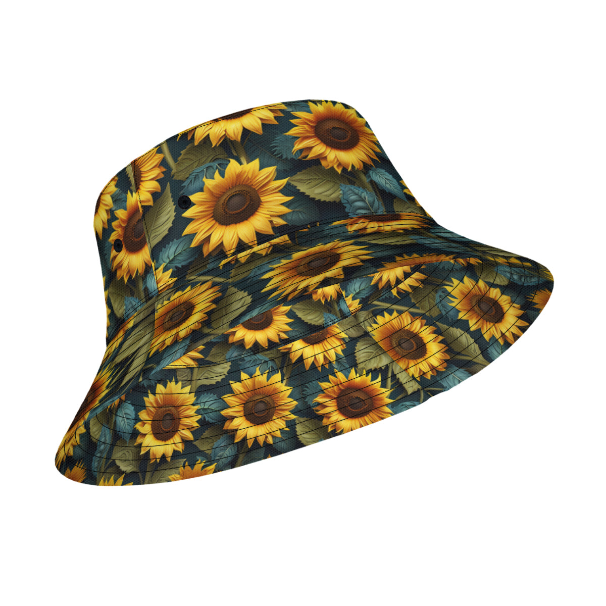 Sunflower Pattern Double-Sided Unisex Polyester Bucket Hat