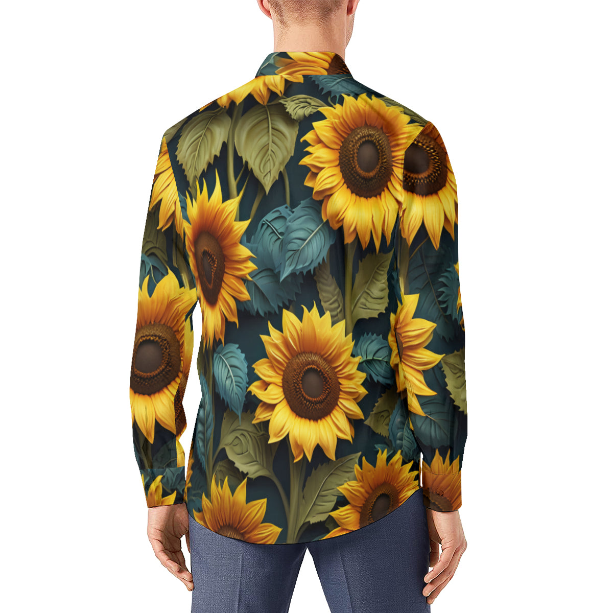 Sunflower Pattern Men's Classic Long-Sleeved Shirt