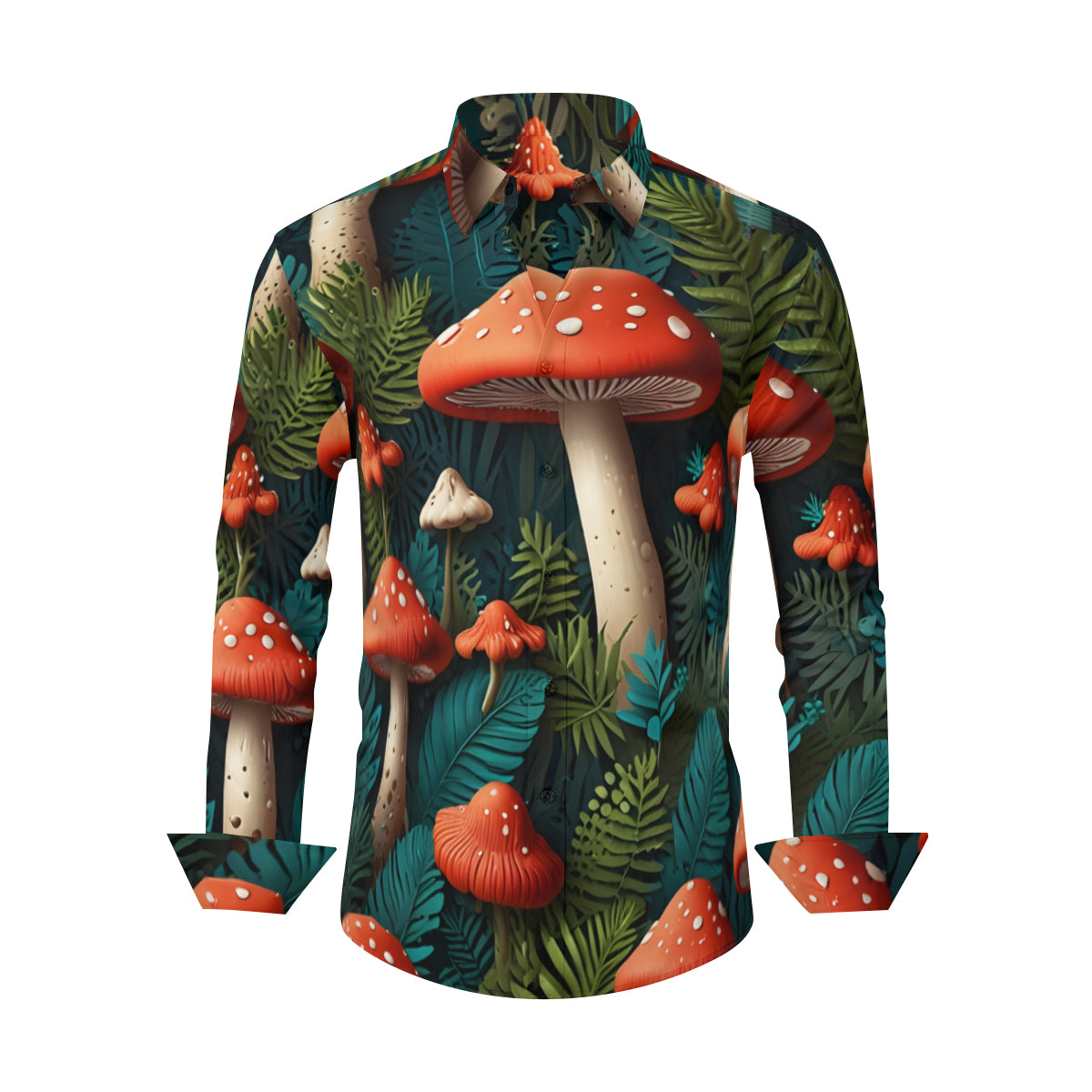 Tropical Mushroom Pattern Men's Classic Long-Sleeved Shirt
