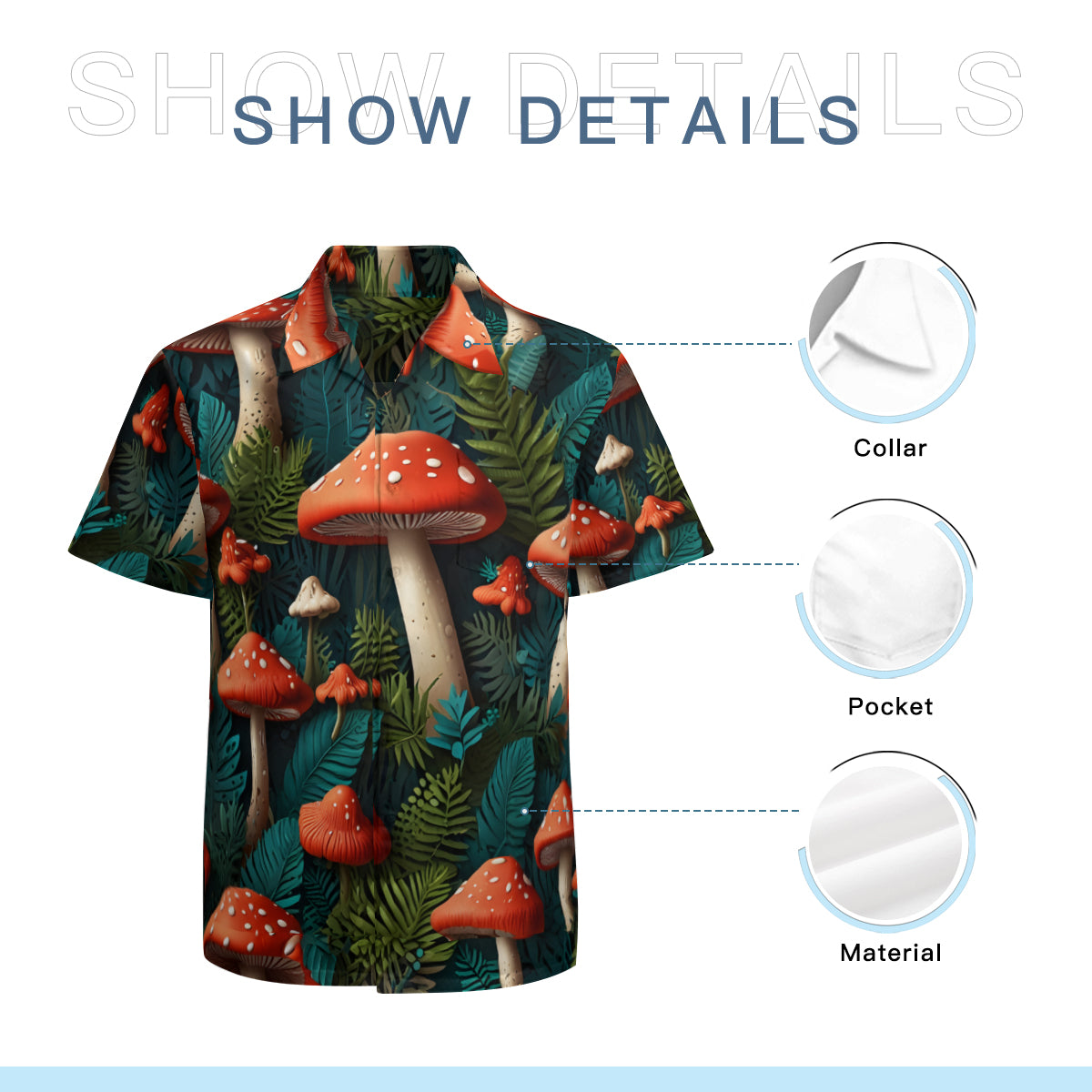 Tropical Mushroom Pattern Men's Casual Short-Sleeved Shirt