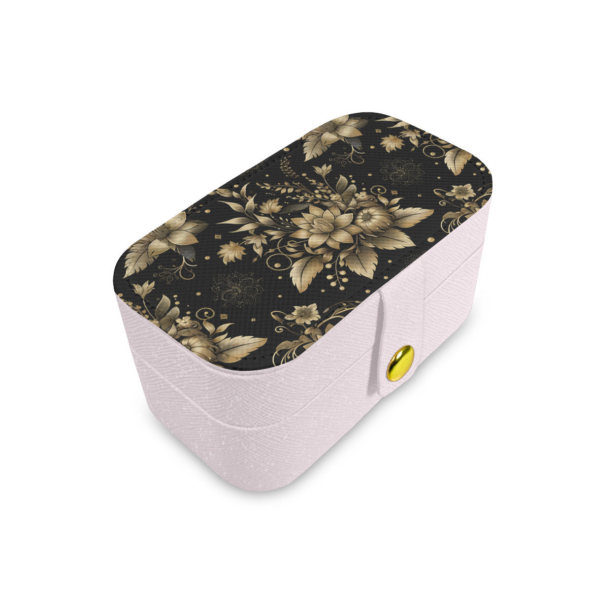 Gold Flowers Personalized Portable Jewelry Box